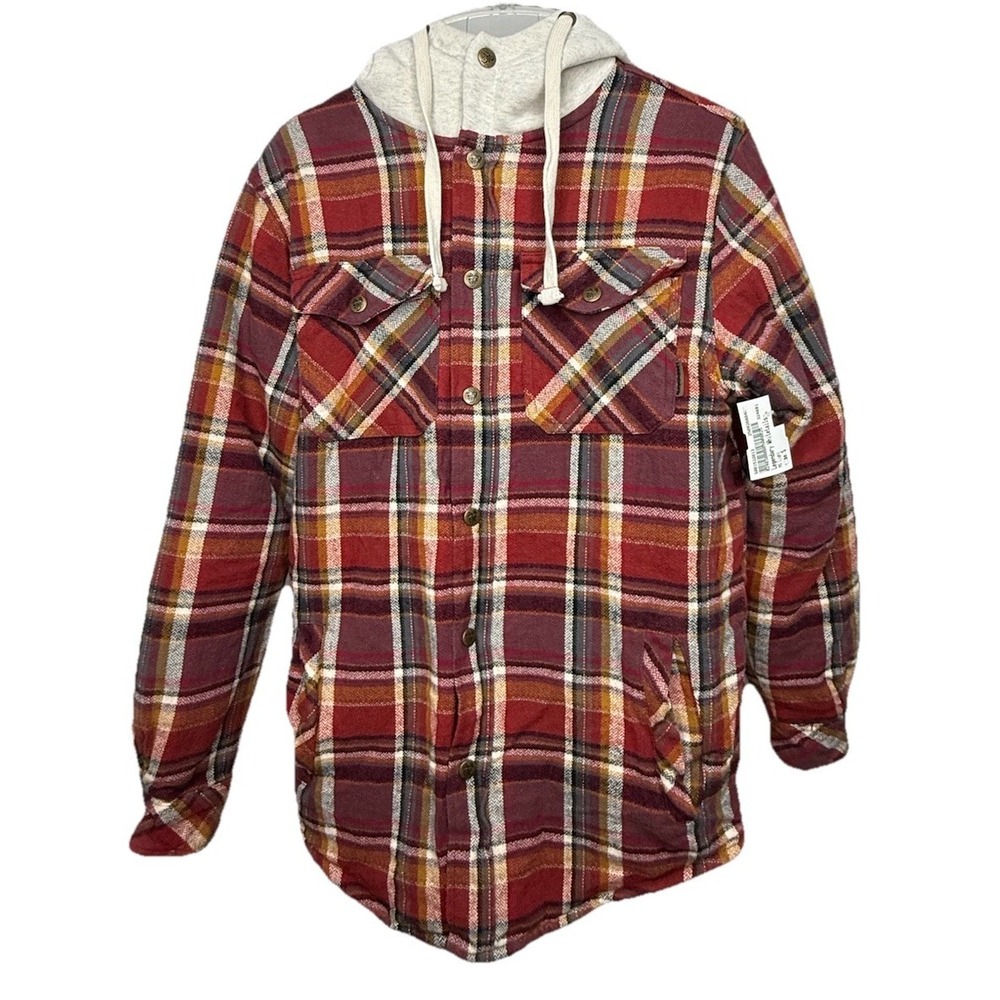 NWT Legendary Whitetails Womens S Hooded Red Plaid Sherpa Flannel Shacket Jacket